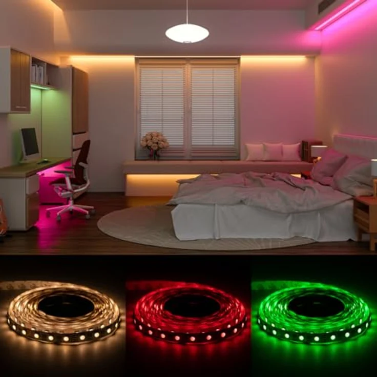 BTF-LIGHTING 5050 RGBW RGB+Warmweiß (2700K-3000K) 4 Farben in 1 LED 5m 60LEDs/m Mehrfarbiges LED-Leuchtband IP67 Silikonschlauch Wasserdichte Weiß PCB DC12V für Innendekorationen – Bild 6