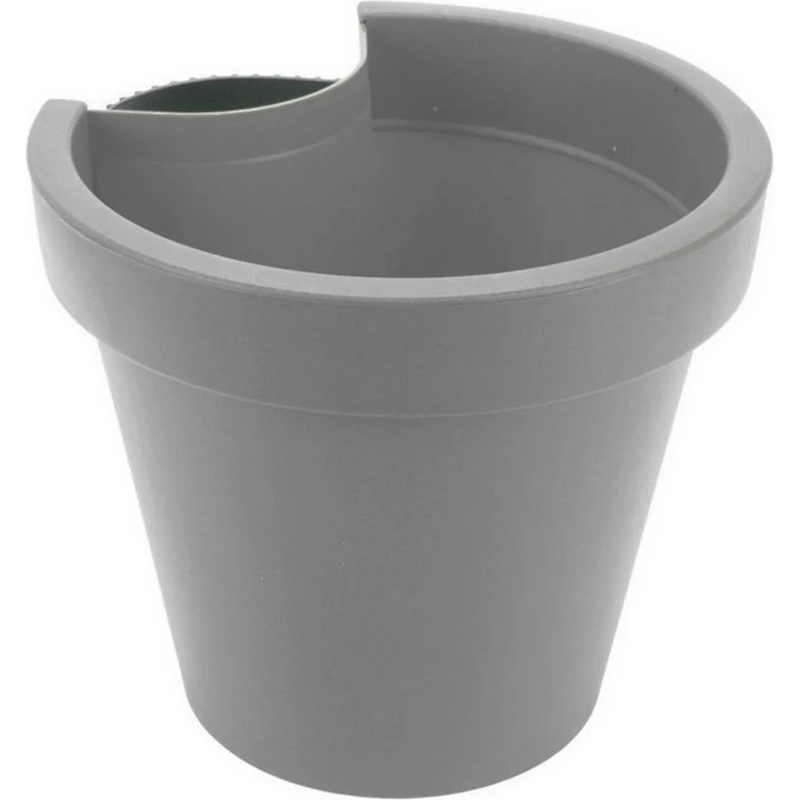 Spetebo Blumentopf Kunststoff Blumentopf für Regenrohr - grau (Stück, 1 St, Pflanztopf), Pflanztopf mit Befestigungsgurt für Fallrohr – Bild 3