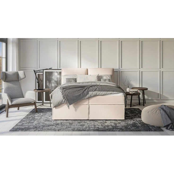 S-Style Möbel Boxspringbett Plaza mit Topper und Bettkästen aus Luxusmicrofaser, mit Topper und Bettkasten / zwei Bettkästen (je nach Bettgröße) – Bild 2