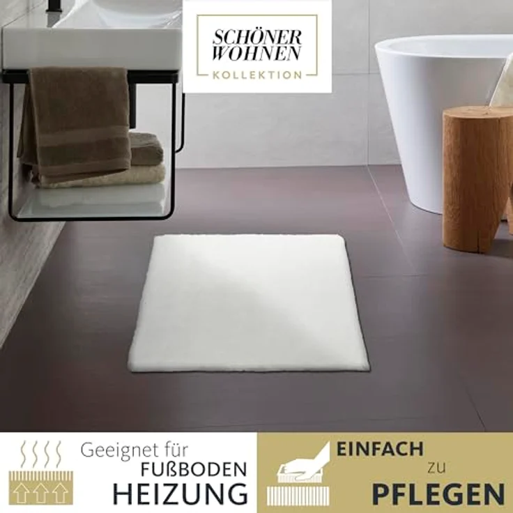 Schöner Wohnen Kollektion Badteppich 'Bahamas', creme, 60 x 90 cm, 100% Baumwolle, waschbar bei 40°C, Trocknergeeignet, wendbar – Bild 7