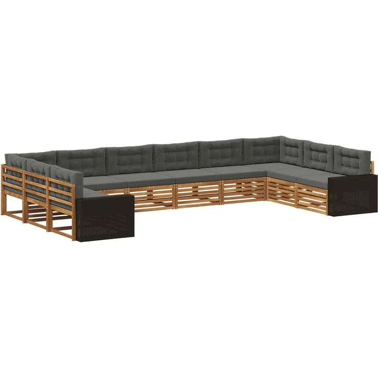 vidaXL Outdoor-Sofagarnitur 10 stk. 10-Sitzer Natur und Anthrazit 3383905 – Bild 2