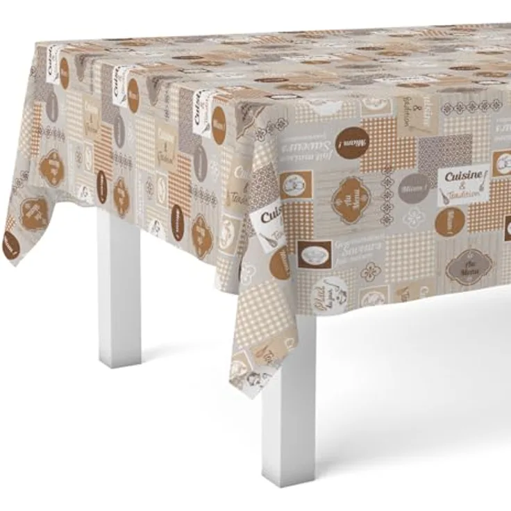 Martina Home Tischdecke, Wachstuch, Cuisine, Braun, 250x140 cm