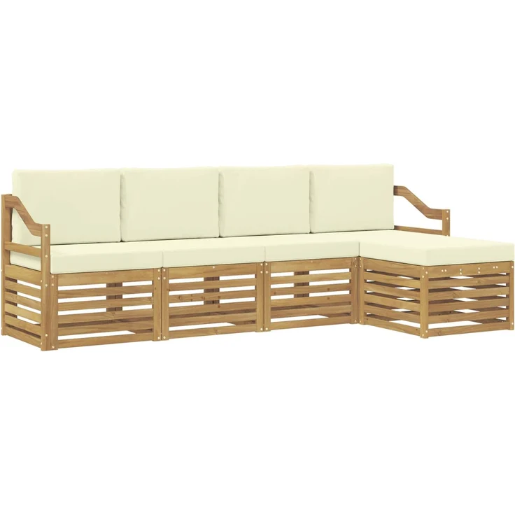 vidaXL Outdoor-Sofagarnitur 5 stk. 5-Sitzer Weiß und Creme Polyester 3391690 – Bild 2