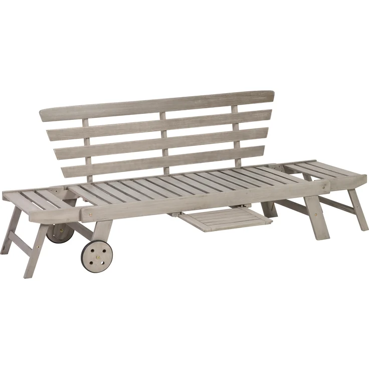 greemotion Multifunktionsbank Maui aus Akazienholz FSC® 100%, Holzbank mit Rollen und klappbaren Armlehnen, Gartenbank als Liege oder Bank nutzbar – Bild 8