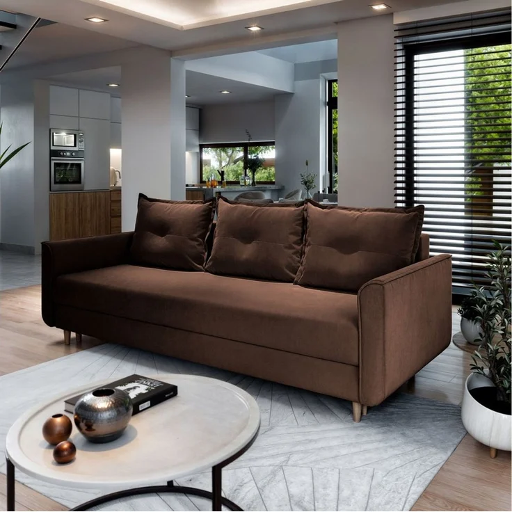 Masseno Sofa NAPOL mit Schlaffunktion, Schlafsofa, Couch mit Bettkasten – Bild 2
