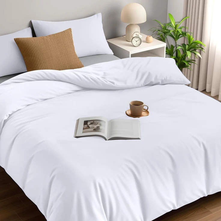 Utopia Bedding Bettwäsche Set - Mikrofaser Bettbezug 260x220 cm + 2 Kissenbezüge 50x75 cm - Weiß – Bild 1