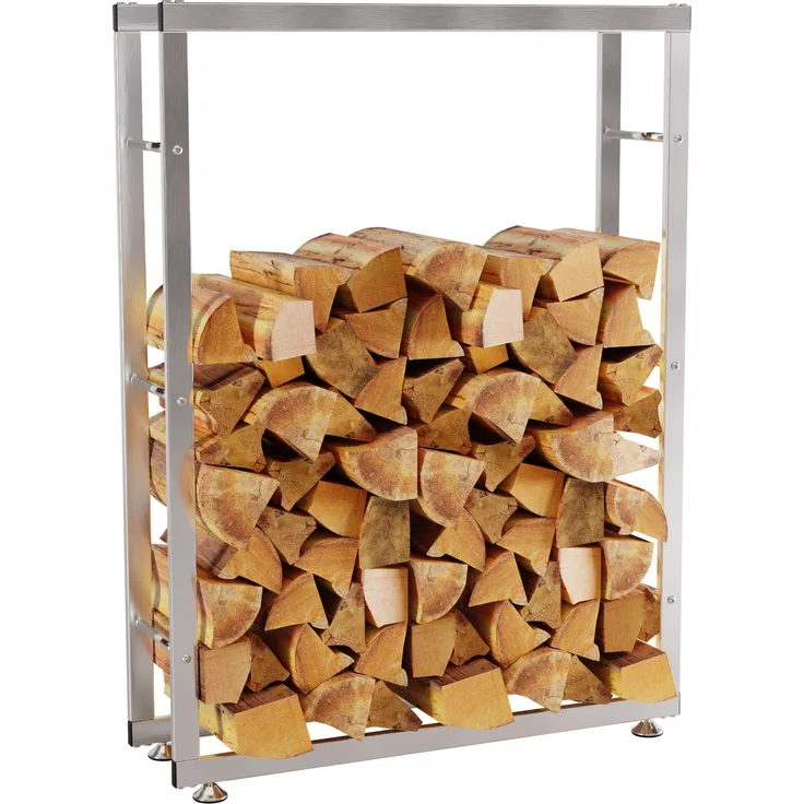 DELUKE® Kaminholzregal innen Metall SATLO - für Feuerholz Brennholzregal innen Kaminholzständer Kaminholzhalter Feuerholzregal InnenEdelstahl, 25x80x150cm