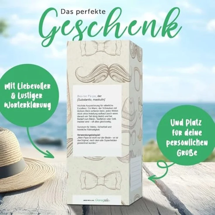 GRAVURZEILE Bierglas Leonardo Weizenglas mit Gravur - Bester Papa der Welt, Glas, Geschenk für Männer - Vatertagsgeschenk - 0,5l Weizenbierglas – Bild 3