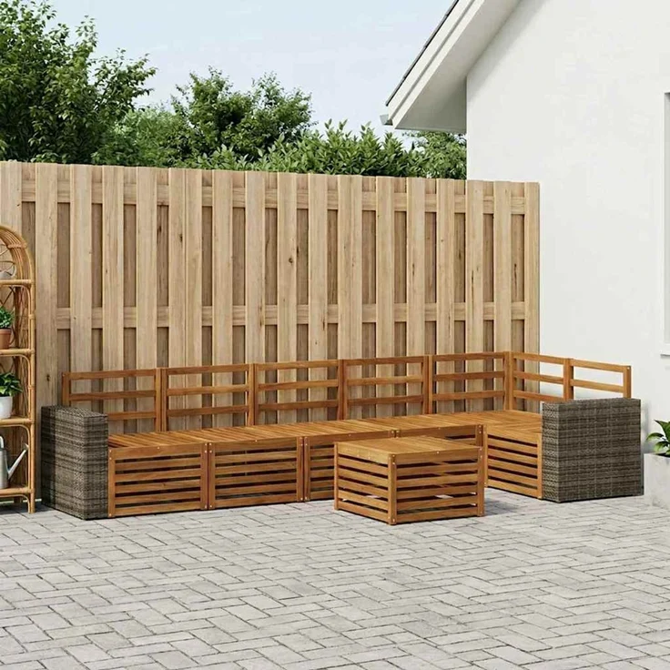 vidaXL Outdoor-Sofagarnitur 7 stk. 6-Sitzer Natur Massivholz Akazie 3384455 – Bild 1