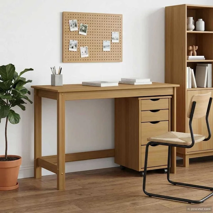 vidaXL Desk und Rolling Cabinet Set MOSS 2 pcs Honigbraun 3438790 – Bild 1