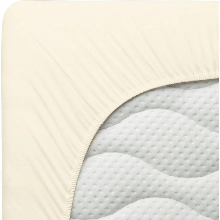 Schlafgut Spannbettlaken Premium, Gummizug: rundum, (1 Stück), Mako-Zwirn-Jersey, Yellow Light, XL 180x200cm - 200x220cm – Bild 4