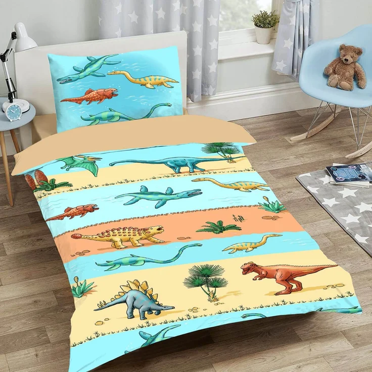 Dino Urzeit Bettwäsche Digitaldruck Bunt ESPiCO Sleep and Dream 135 x 200 + 80 x 80 cm – Bild 5