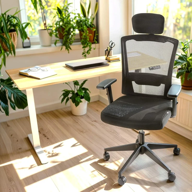 Arebos Bürostuhl Ergonomischer Schreibtischstuhl Wippmechanismus von 90° bis 125° (1D-verstellbare Armlehnen für mehr Komfort), Bis 136 kg belastbar: Stabil & alltagstauglich – Bild 2