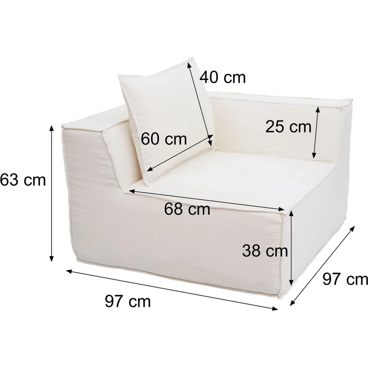 Eckteil/Zubehör für Sofa HWC-O54, Loungesessel Polstersessel Armlehne, Stoff/Textil (300g/m²) 63x97x97cm ~ creme – Bild 3