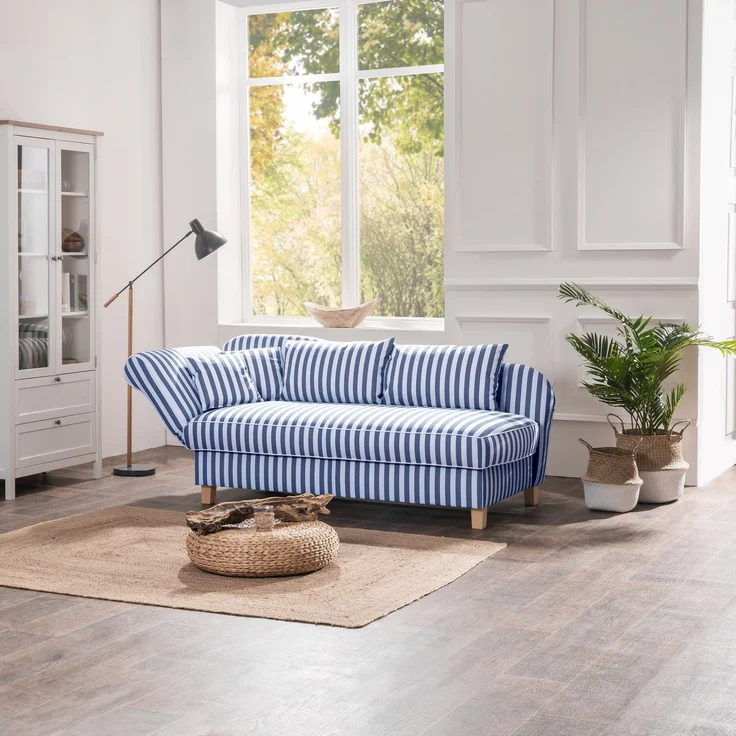 Max Winzer Recamiere mit Armteil links klappbar 'Selma', Flachgewebe blau, 82 cm x 88 cm x 190 cm – Bild 9