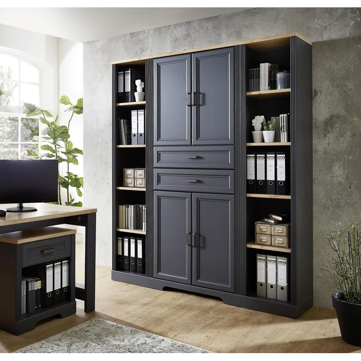 Büroschrank Stauraumelement JASMIN 02 Graphit Artisan Eiche – Bild 4