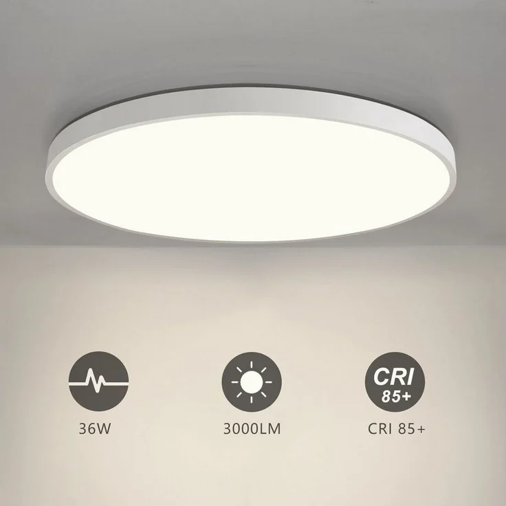 JDONG LED Deckenleuchte 36W Rund Flach Rosa/Grau/Blau Deckenlampe Durchmesser 40cm, 3000LM Kinderzimmerlamp, 3000K Warmweiß Modern Schlicht Lampe Dünn, für Schlafzimmer Flur Küche Wohnzimmer Balkon Keller – Bild 2