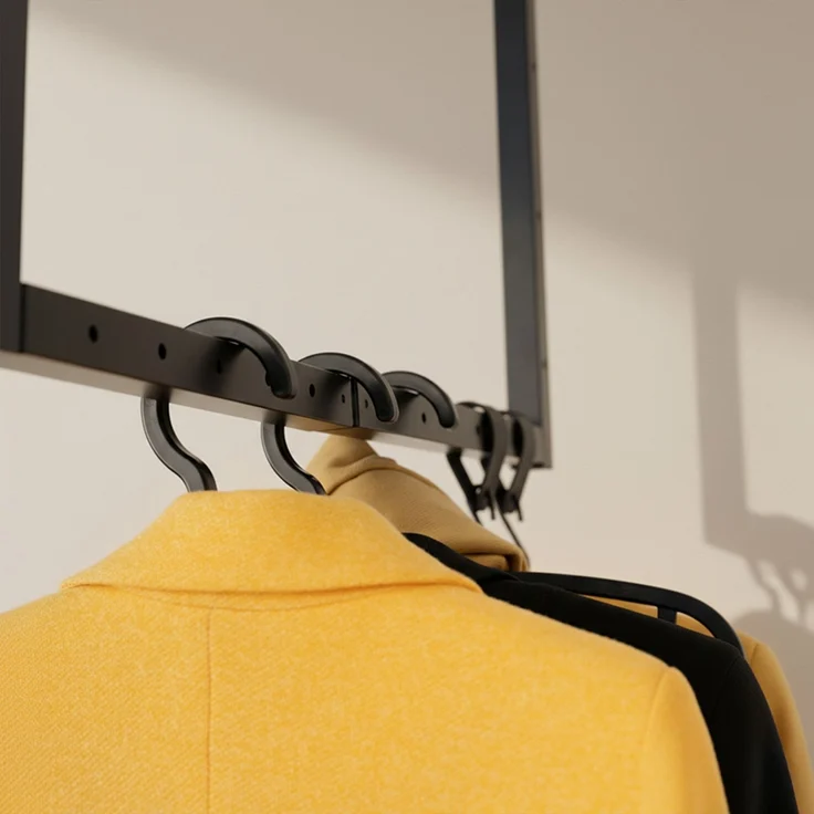 HOME DELUXE Garderobenleiste aus Metall inkl. Kleiderbügel und S-Haken SWAY Schwarz – Bild 2
