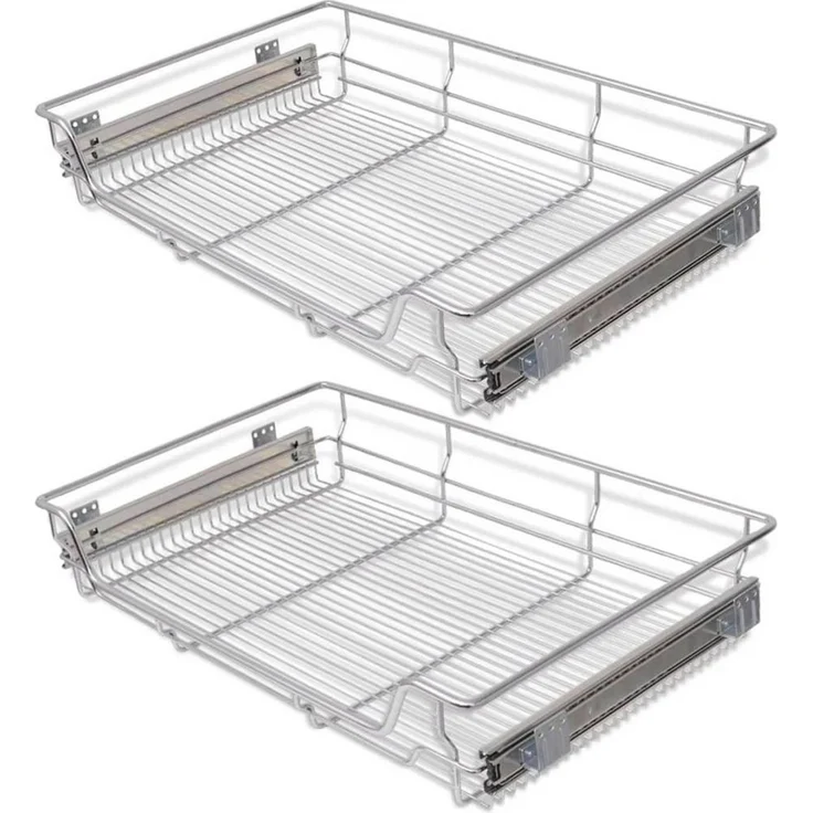 vidaXL Küchenregal Einbauschublade Korbauszug 2 Stk. Silbern 800 mm, 2-tlg. – Bild 2