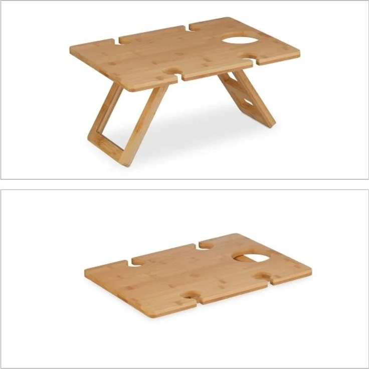 Eckiger Picknick Weintisch aus Bambus – Bild 8