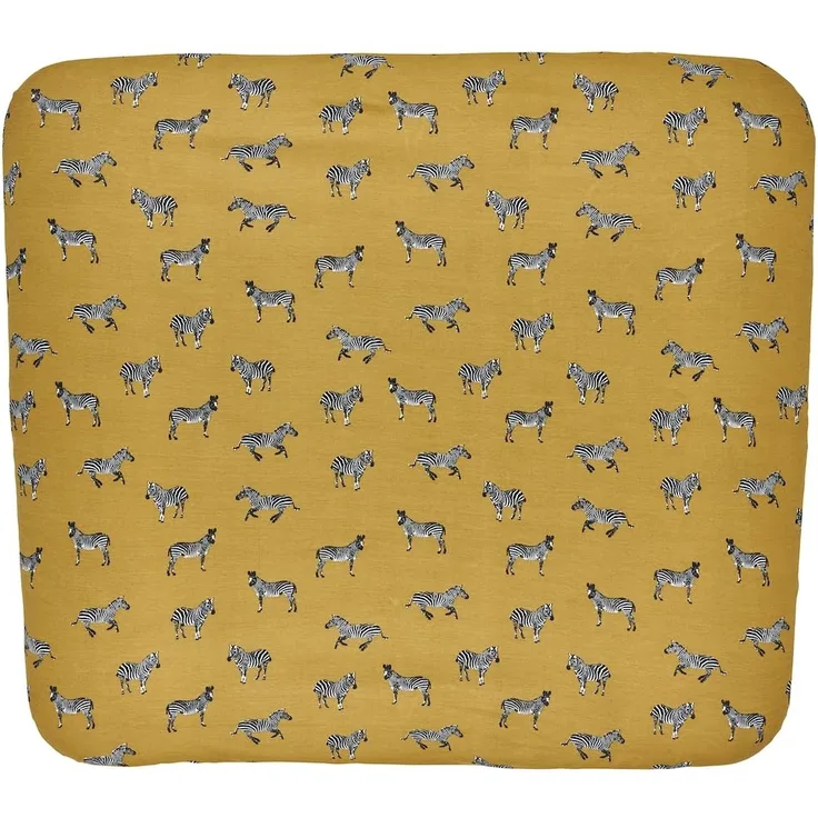 Meyco Baby Zebra Animal Wickelauflagenbezug (weich und hautfreundlich, aus 100% Baumwolle, waschbar, einfache Pflege, trocknergeeignet, Größe: 85x75 cm), Honig Gold