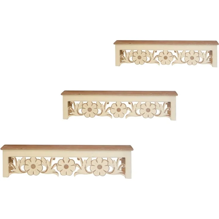 3tlg. Wandkonsolen-Set mit Blumenmotiv "Ibek"
