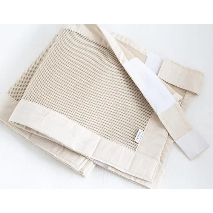 LOOLAY Bettumrandung babybett 60x120 cm – 2 teiliges 110x30 cm Set – Atmungsaktiver 5 mm Netzstoff – Babybett Umrandung mit starkem Klettverschluss – Sicherer gitterbett umrandung (Beige) – Bild 2