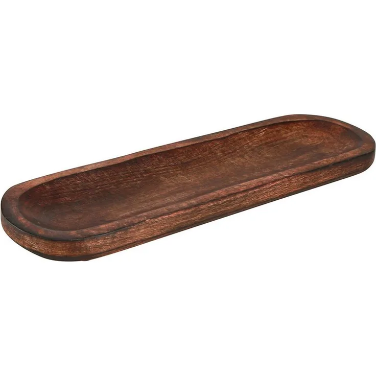 Florists Products Dekokorb Holztablett oval dunkelbraun lasiert Deko Serviertablett