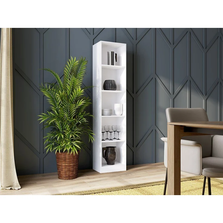 Home Collective Bücherregal Aktenregal Standregal Raumteiler weiß mit 5 offenen Fächern, aus MDF Holz, Breite 40 cm – Bild 5