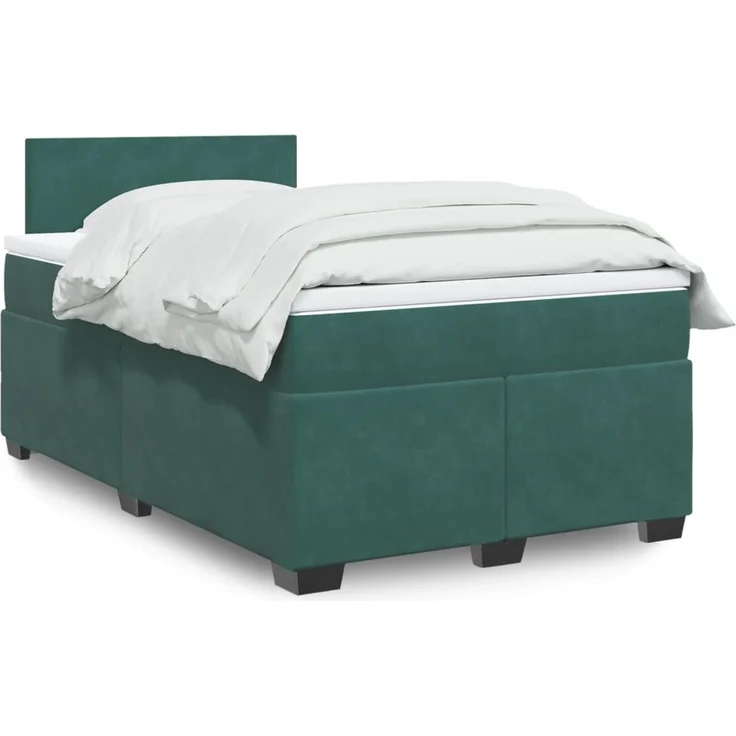 vidaXL Boxspringbett mit Matratze Dunkelgrün 120x200 cm Samt 3288579 – Bild 1