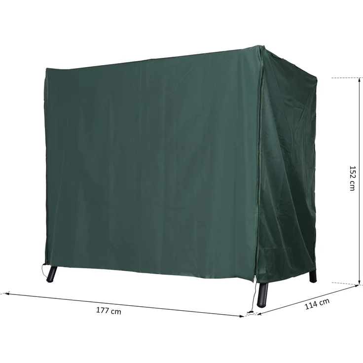 JARDJ Hollywoodschaukel Abdeckung 3 Sitzer, Wasserabweisend Winterfest Schutzhülle für Gartenschaukel, UV-Beständig Abdeckplane, Abdeckhaube, Reißfest 420D Oxford Gewebe, 177x114x152cm Dunkelgrün – Bild 5
