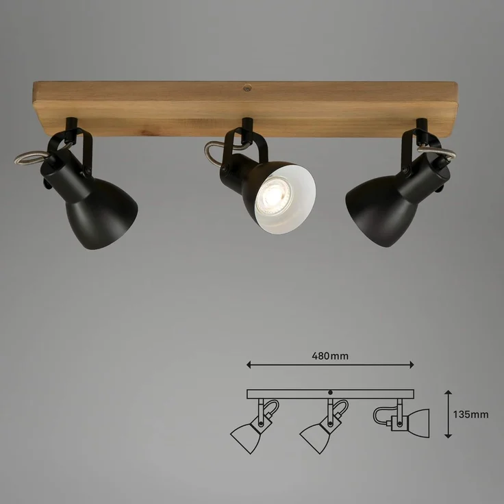 Briloner Leuchten LED Deckenspot 2902-035, ohne Leuchtmittel, 2700K - Extra-Warmweiß, Deckenlampe, 48x10x13,5cm, Schwarz, max. 35W, GU10, Wohnzimmer, Flur – Bild 7
