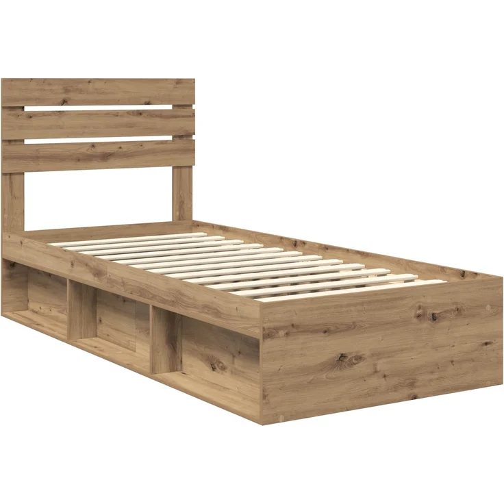 vidaXL Bettrahmen Kunsthandwerk Eiche 90 x 200 cm Massives Kiefernholz 3411462 – Bild 3