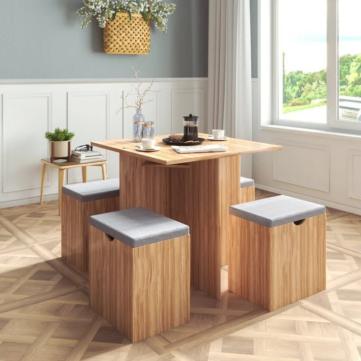 Mondeer Essgruppe (Set, 5-tlg), (5-tlg), 4 Stühle und 1 Tisch,Roteiche