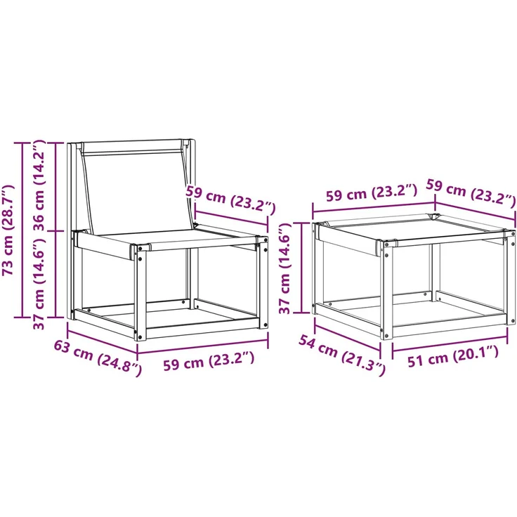 vidaXL Outdoor-Sofagarnitur mit Kissen 4 pcs Natürlich und Schwarz 3381868 – Bild 8
