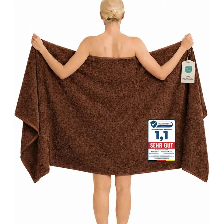Komfortec Saunatuch 100x200 cm Badetuch aus 100% Baumwolle, Frottee (1-St), extra Große, Schnelltrocknend – Bild 1