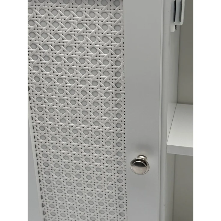 FINEBUY Spiegelschrank FB114104 Hängeschrank Weiß 60cm Badschrank Wandschrank Bad Badezimmer (Natürlicher Look mit dekorativer Tür) Praktischer Stauraum für Deine Wände – Bild 5