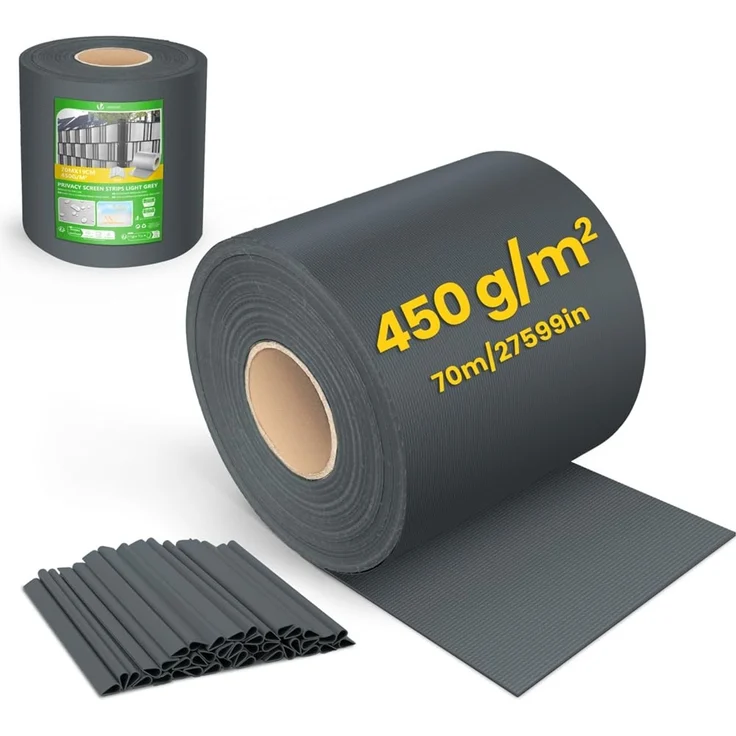 VOUNOT® PVC Sichtschutzstreifen für Doppelstabmatten 70m x 19cm, 40 Befestigungsclips, Sichtschutz Zaunfolie für Stabmattenzaun, Gartenzaun, Zaun, Anthrazit