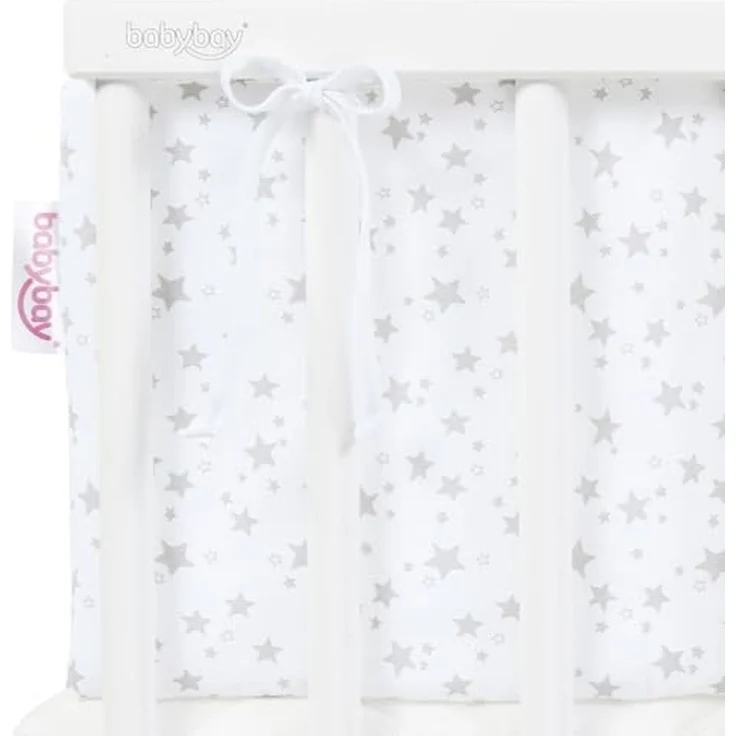 babybay Nestchen Piqué passend für Modell Boxspring XXL, weiß Sterne perlgrau – Bild 3