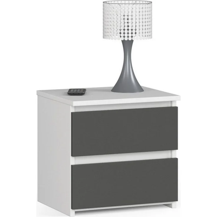Home Collective Kommode 40 cm breit Holz Highboard Sideboard für Flur Schlafzimmer Wohnzimmer (Mehrzweckschrank Schrank schmal Kommode Schlafzimmer mit Schubladen), mit zwei Schublade 40 cm hoch viel Stauraum, weiß grau – Bild 4