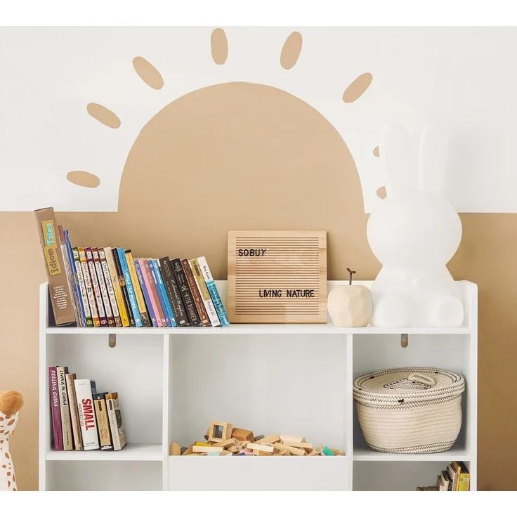 SoBuy KMB55-W Kinderregal, MDF, Papierfurnier, Weiß, 106 x 104 x 30 cm – Bild 4