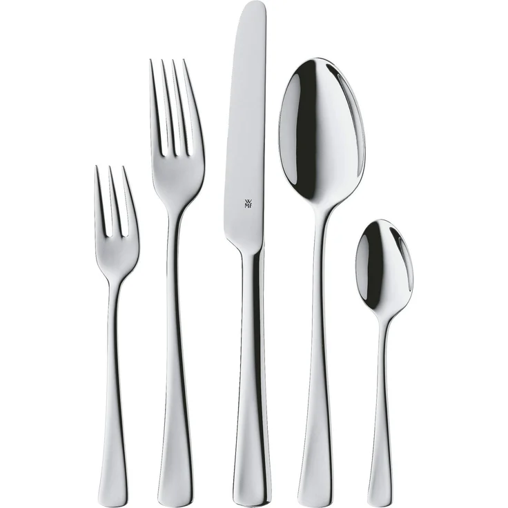 WMF Denver Besteck Set 12 Personen, Essbesteck 60 teilig, Monobloc-Messer, Cromargan Edelstahl poliert, glänzend, spülmaschinenfest