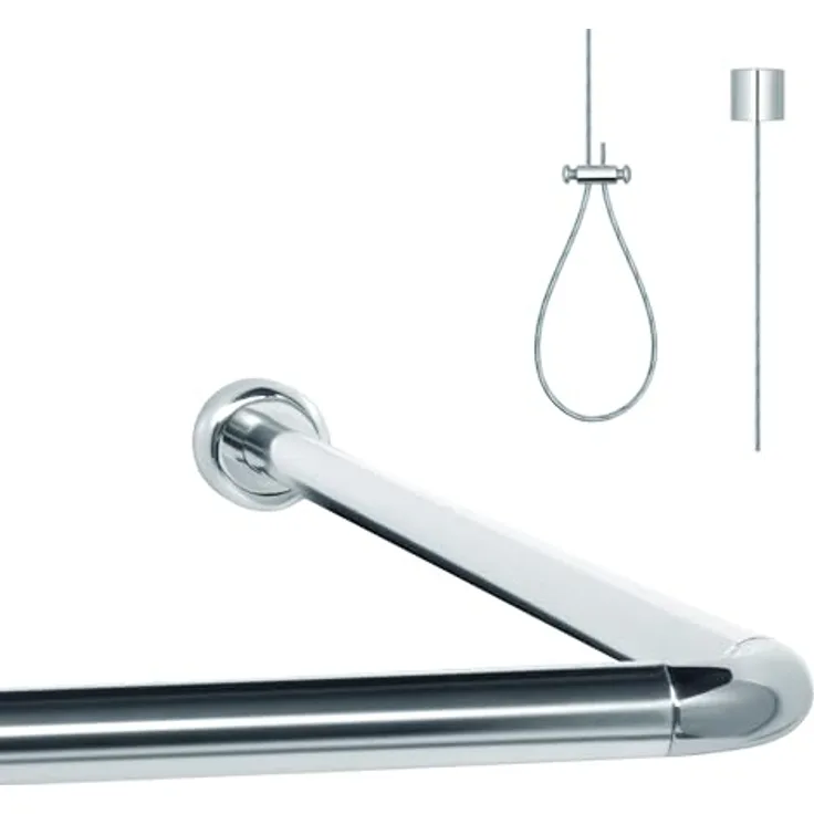 Libaro Duschvorhang stange Duschstange L-Form & U-Form Duschvorhangstange Badewanne Breite 160 cm, Universal-Set Duschvorhangstangen Badewannen Eck-Duschen L & U-Form