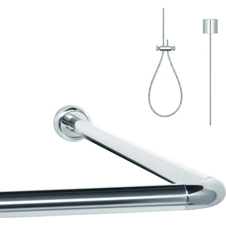 Libaro Duschvorhang stange Duschstange L-Form & U-Form Duschvorhangstange Badewanne Breite 160 cm, Universal-Set Duschvorhangstangen Badewannen Eck-Duschen L & U-Form – Bild 1