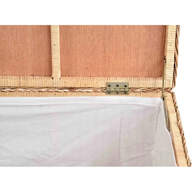 Krines Home Wäschetruhe Rattantruhe Groß Deckel Natur Rattan Truhe Aufbewahrung XL 100x50x50, Große Truhe mit viel Stauraum – Bild 7