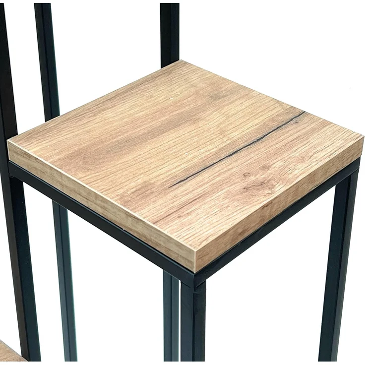 DanDiBo Blumentreppe Metall Schwarz Holz 90 cm Pflanzentreppe Blumenständer 96349 Blumensäule Modern Pflanzenständer Blumenhocker – Bild 4