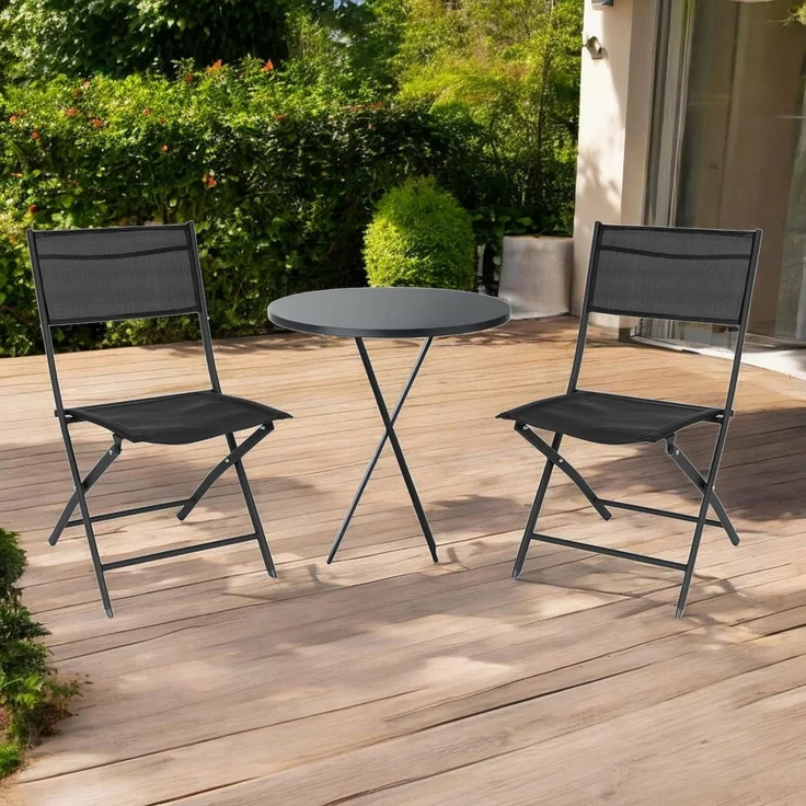 Spetebo Gartenstuhl Balkon Klappstuhl schwarz - 83x55 cm (Stück, 1 St), Faltbarer Stuhl aus Stahl und Textil – Bild 2