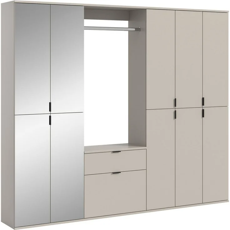 Home affaire Garderoben-Set TRONDHEIM, 6-teilig, Breite 213cm, individuell platzier- & erweiterbar, (Set, 5-St, bestehend aus: 3x Garderobenschrank & 3-tlgs. Zwischenbauelement), Garderobenschrank, Kleiderschrank, Schrankkombination, Garderobe – Bild 1