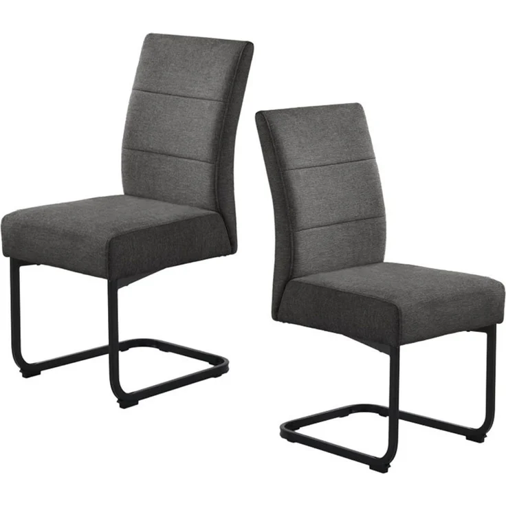 OTTO home Eckbankgruppe (Set, 4-tlg. Tisch, Bank und 2 Stühle), Taschenfederkern, Tisch (140x90 cm) schwarz, Bank und Stühle anthrazit oder beige – Bild 3