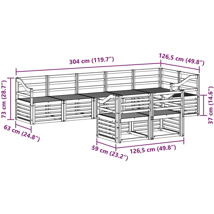 vidaXL Outdoor-Sofagarnitur 8 stk. 8-Sitzer Weiß Massivholz Akazie 3392049 – Bild 7